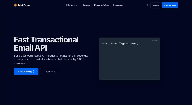 MailPace's website