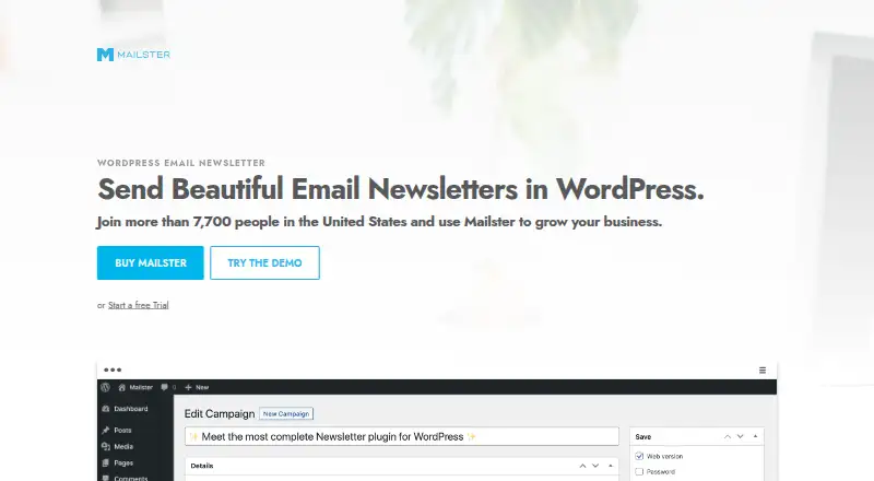 The Mailster homepage