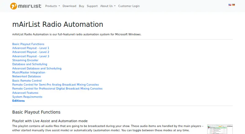 mAirList Radio Automation's website