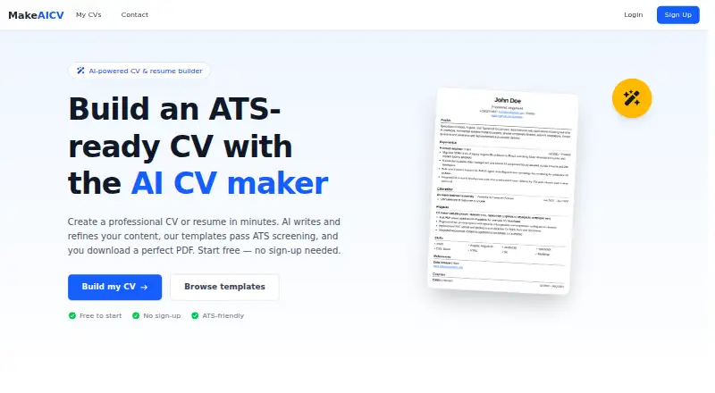 MakeAI CV's website