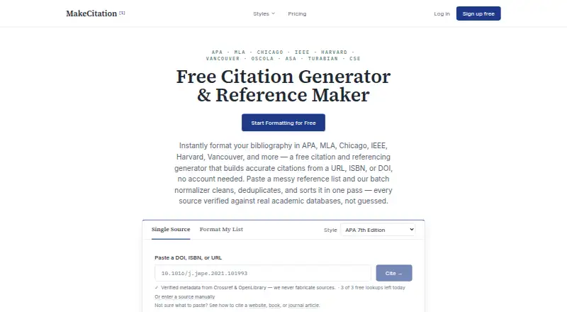 MakeCitation's website