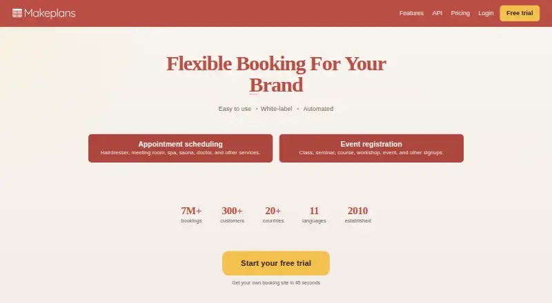 The Makeplans homepage