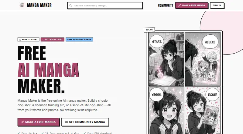 The Manga Maker homepage
