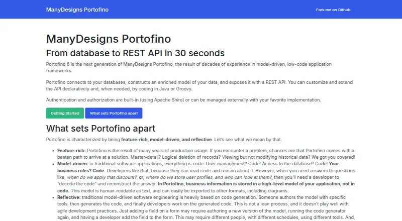 The Portofino homepage