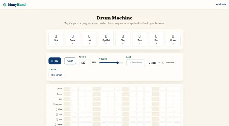 The ManyHand Drum Machine homepage