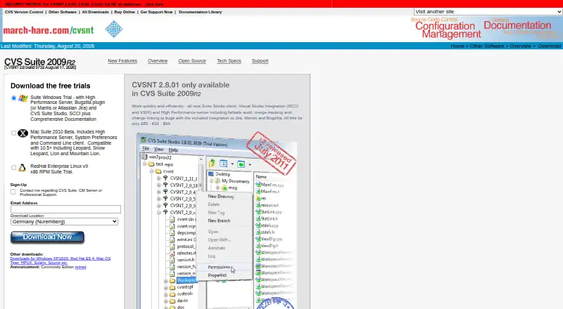 CVSNT's website