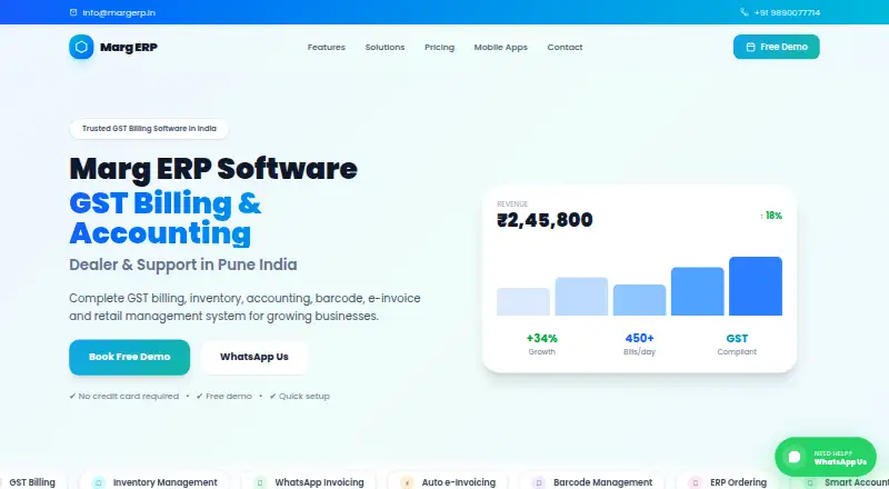 Marg ERP's website