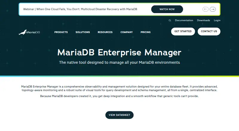 MariaDB Enterprise Manager's website