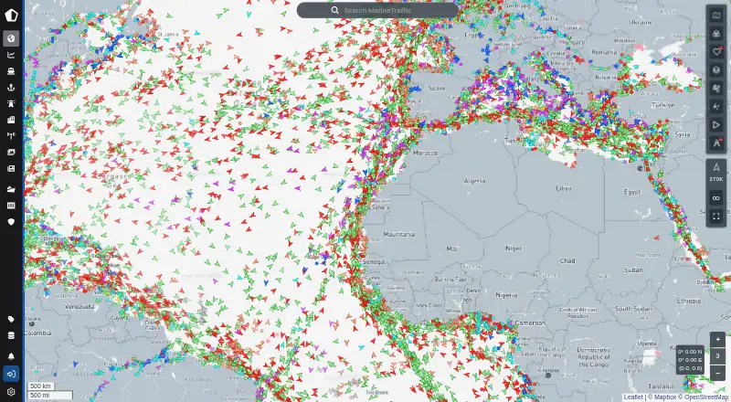 MarineTraffic's website