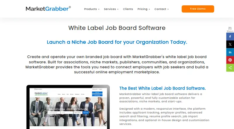 The MarketGrabber Job Board Software homepage