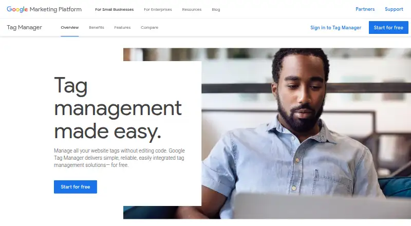 Google Tag Manager's website