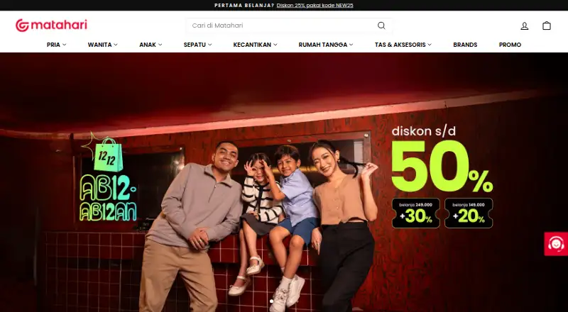 Matahari's website
