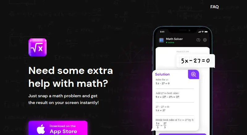 The Math Solve homepage
