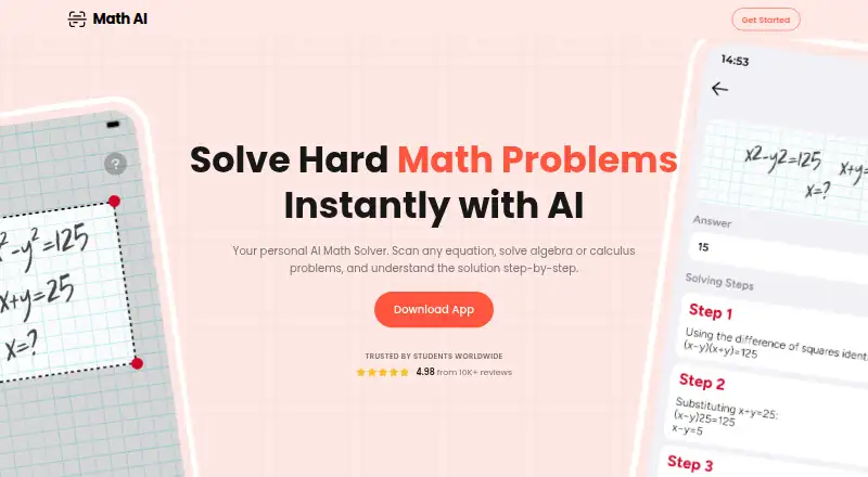 The Math AI homepage