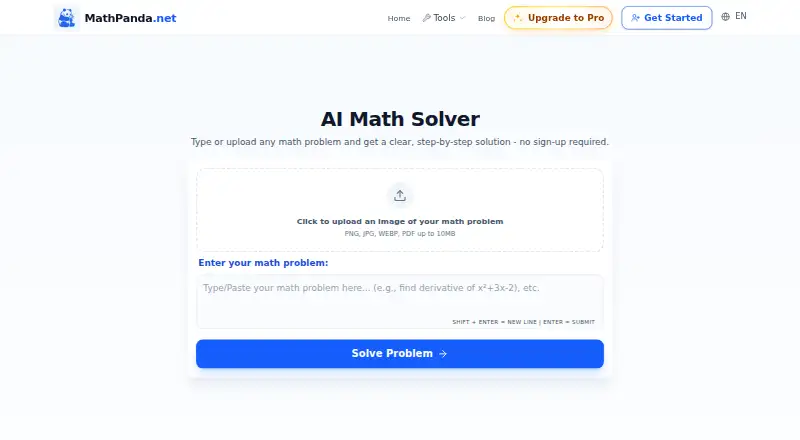 The MathPanda homepage