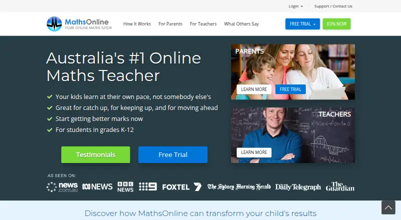 The MathsOnline homepage