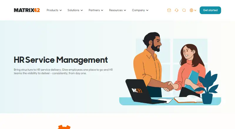 Matrix42 HR Service Management's website