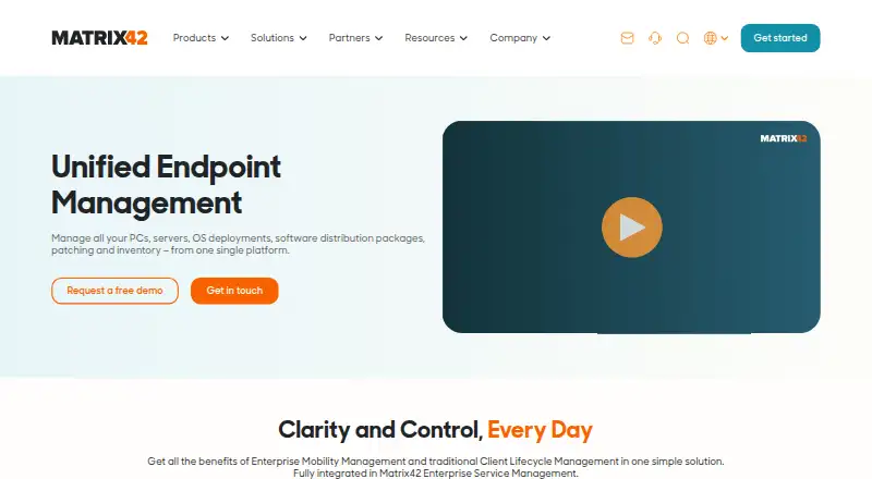 Matrix42 Unified Endpoint Management's website