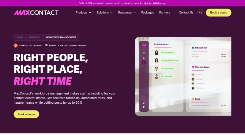 MaxContact Workforce Management's website