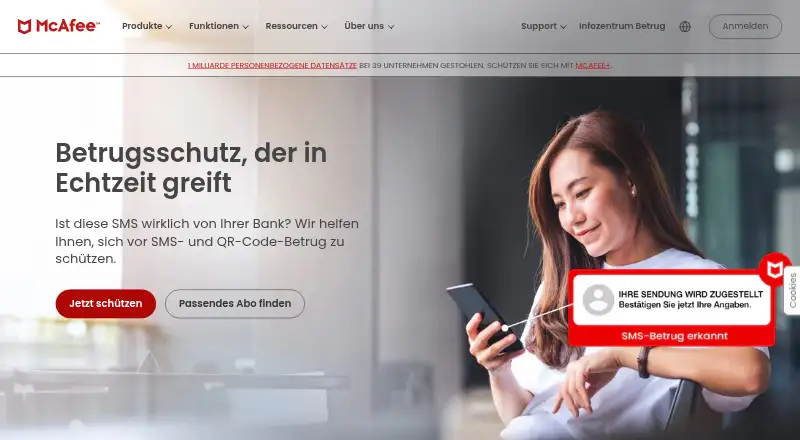 McAfee+ Premium's website