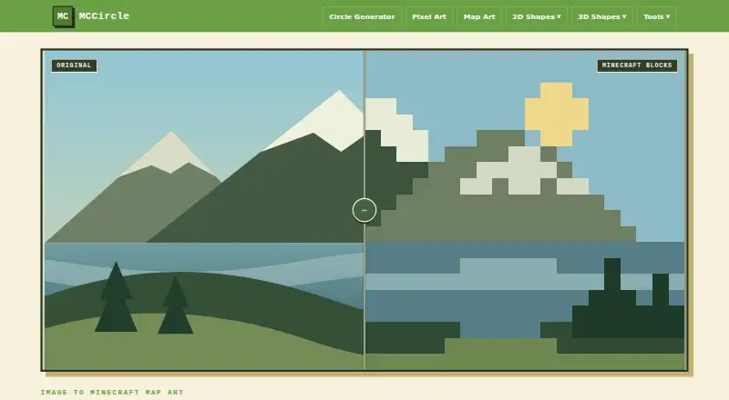 MCCircle Minecraft Map Art Generator's website