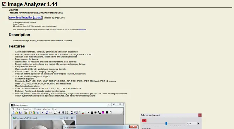 Image Analyzer's website