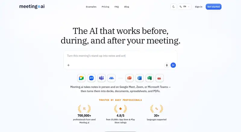 The Meeting.ai homepage