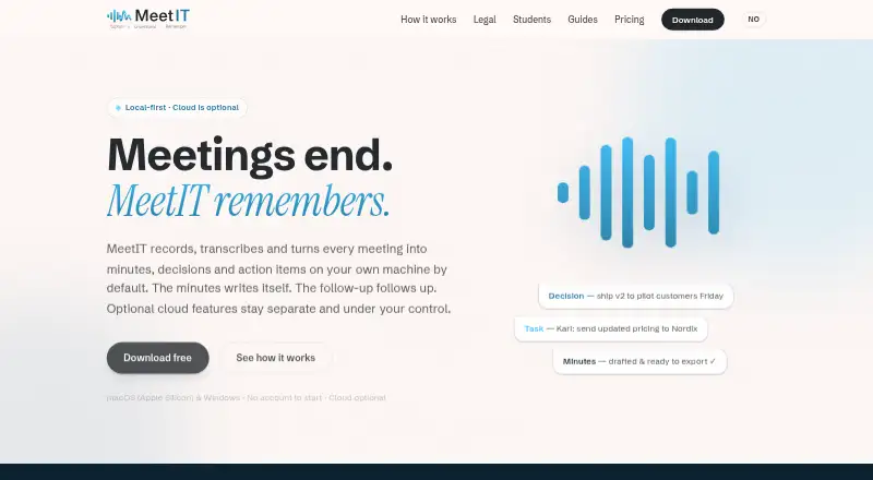 The MeetIT homepage