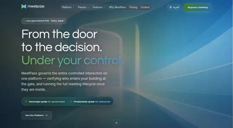 The MeetPass homepage