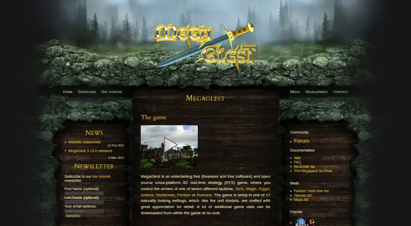 The MegaGlest homepage