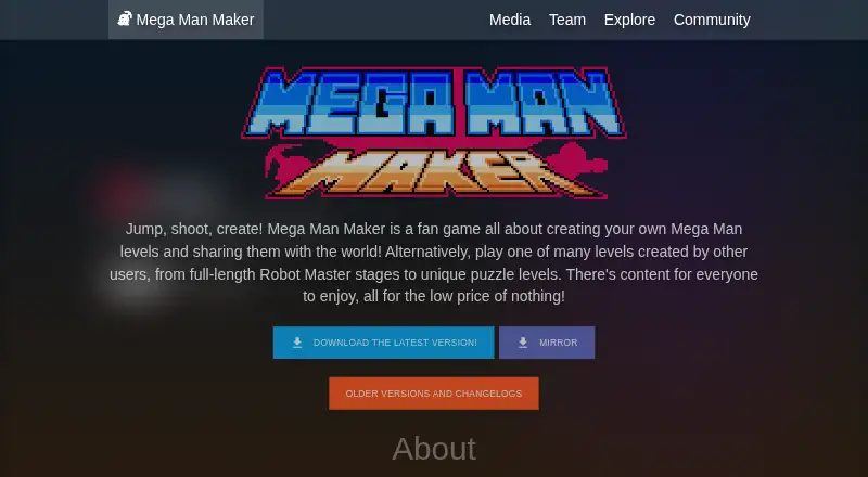 The Mega Man Maker homepage