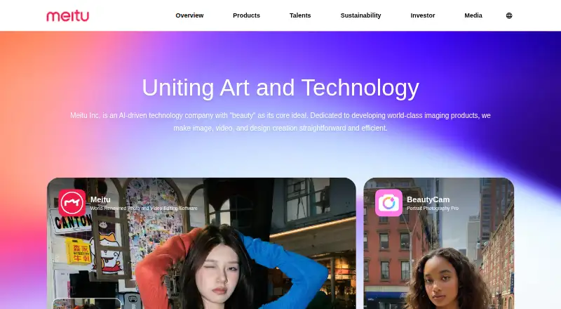 The Meitu homepage
