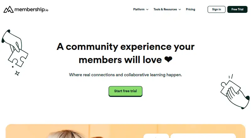 The Membership.io homepage