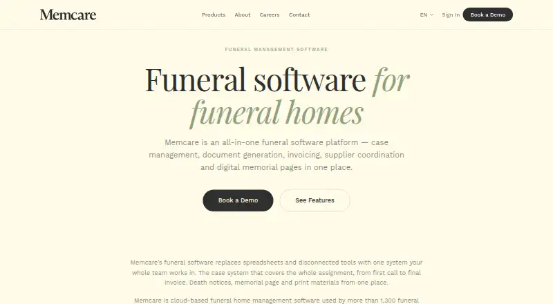 Memcare's website