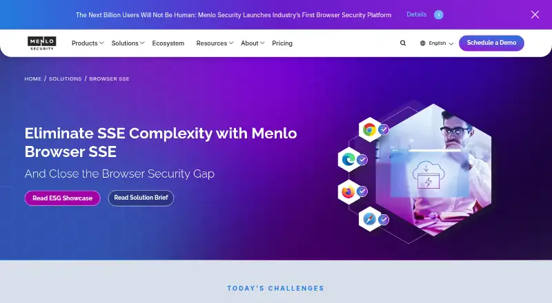 Menlo Security Secure Web Gateway's website