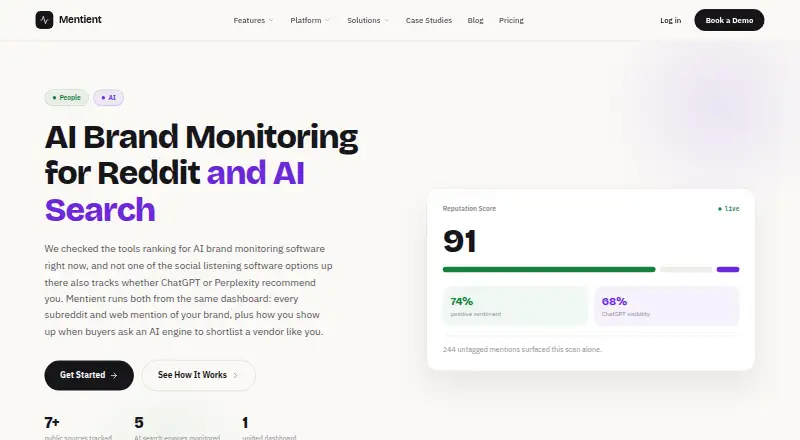 The Mentient homepage