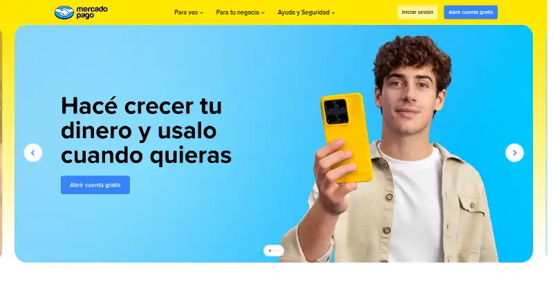 The Mercado Pago homepage