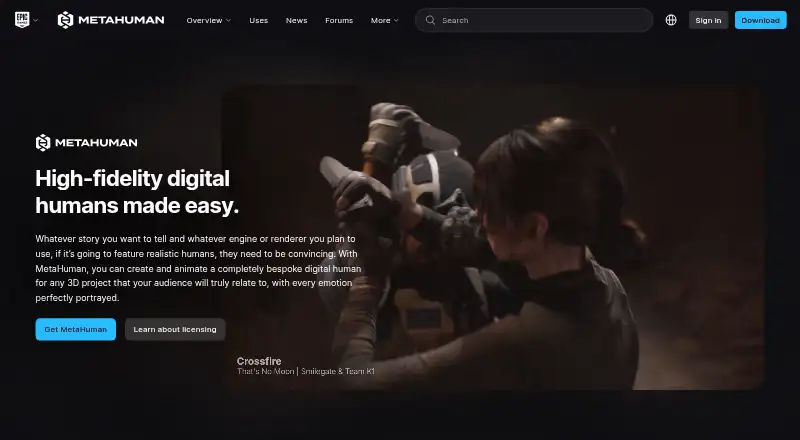 MetaHuman Animator's website