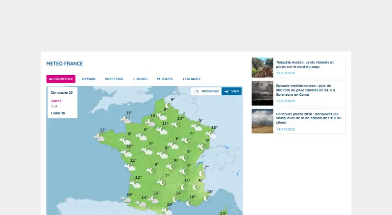 Météo-France's website
