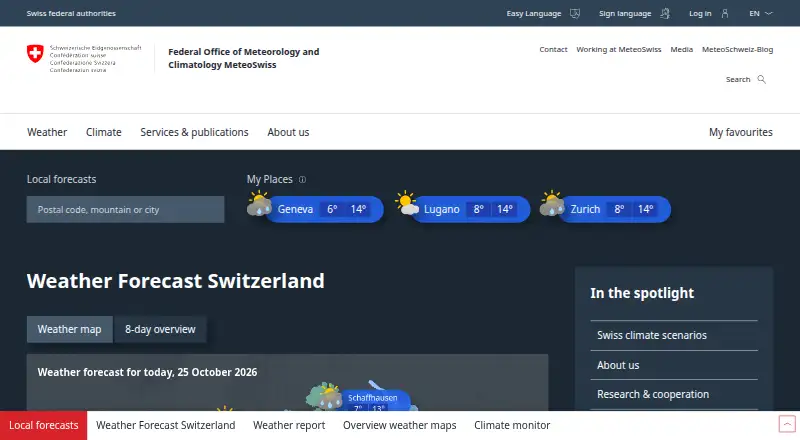 MeteoSwiss's website