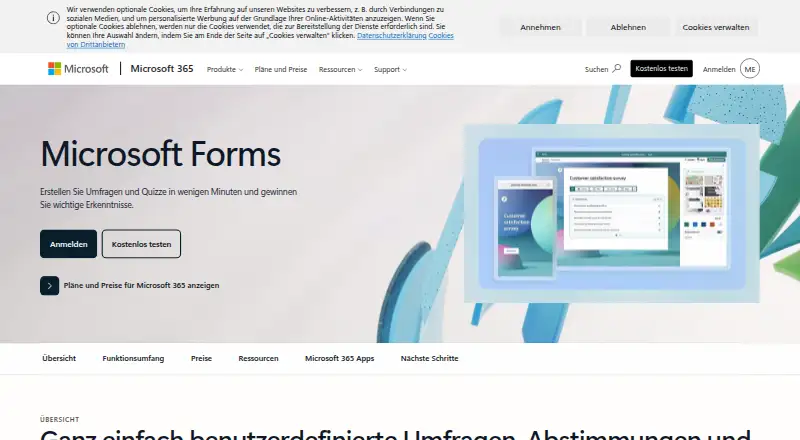 Microsoft Forms's website