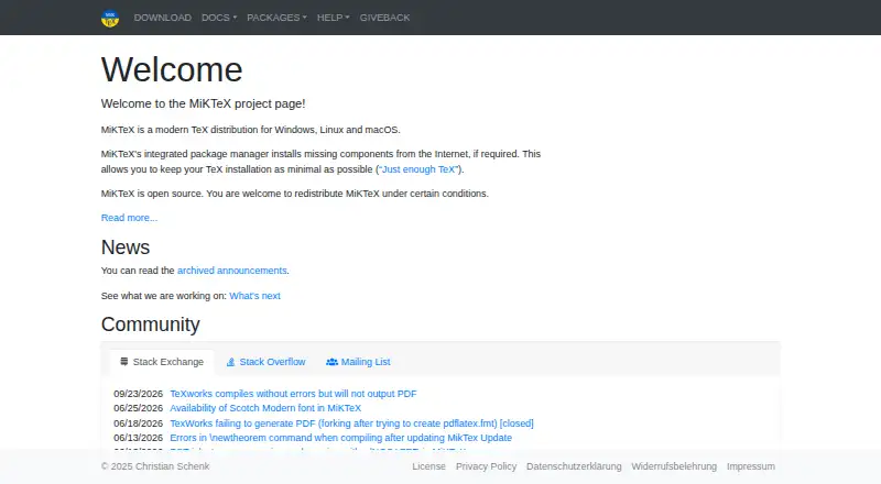 MiKTeX's website