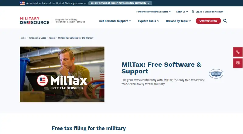 The MilTax homepage