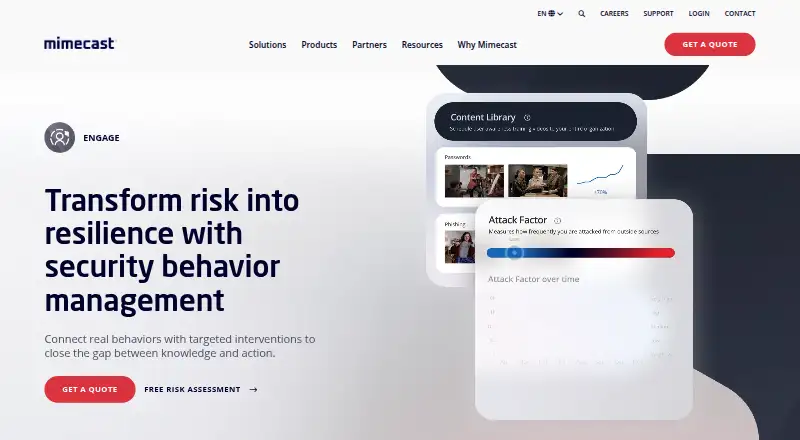 The Mimecast Engage homepage