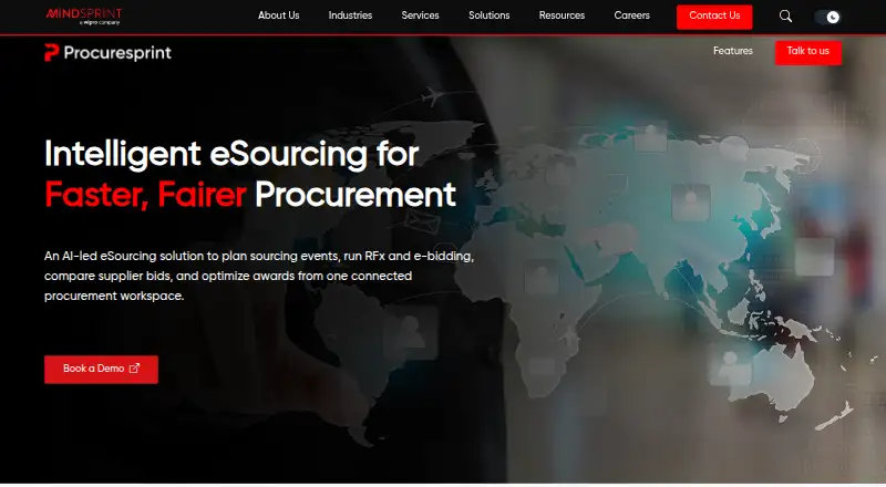 Procuresprint eSourcing's website
