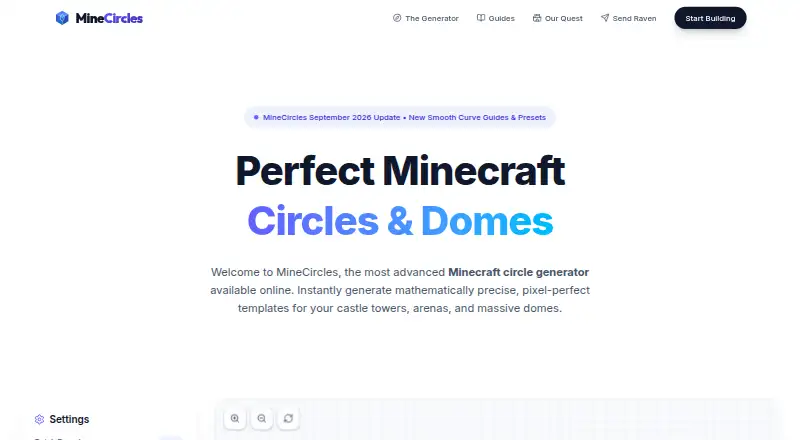 The MineCircles homepage