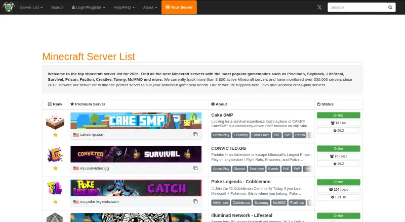 Minecraft-MP's website