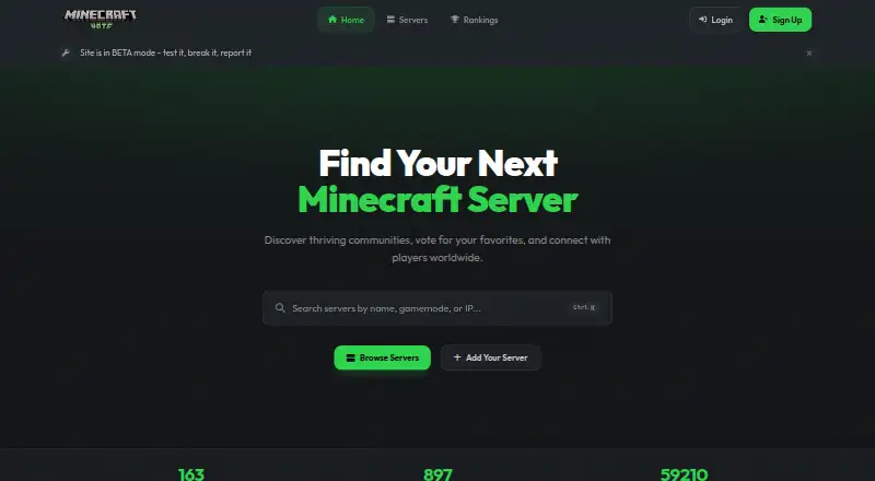 Minecraft Vote's website