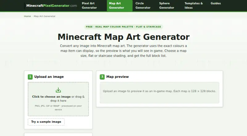 Minecraft Map Art Generator's website