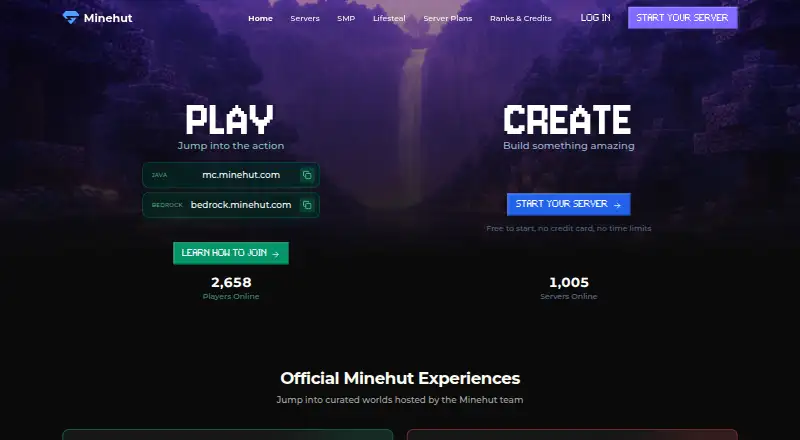 Minehut's website